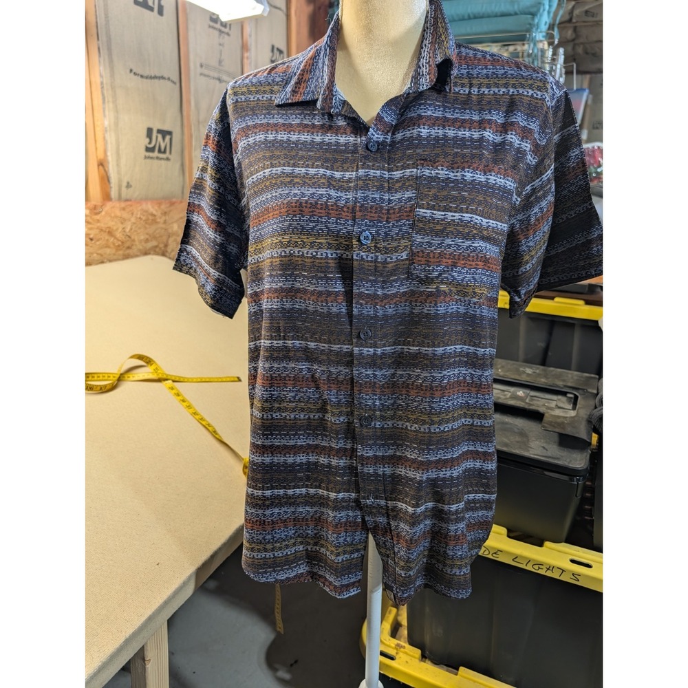 Lu La Roe Women's Shirt Size S Multi Color Button Up Collared 100% Rayon